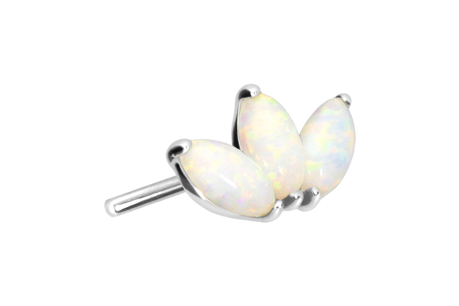 14 Karat Gold Aufsatz mit Titan Push Pin LOTUSBLÜTE + SYNTHETISCHE OPALE von Piercingline